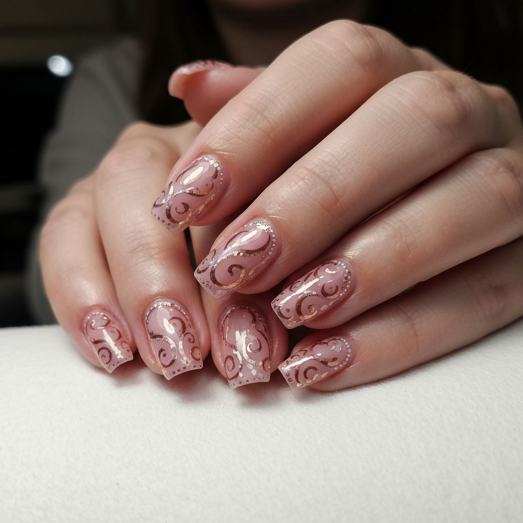 Nail art rose gold